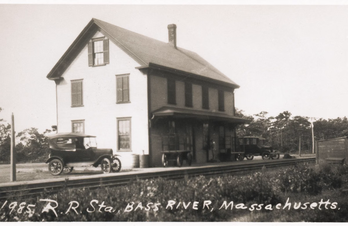 The Bass River railroad station in South Yarmouth around 1927