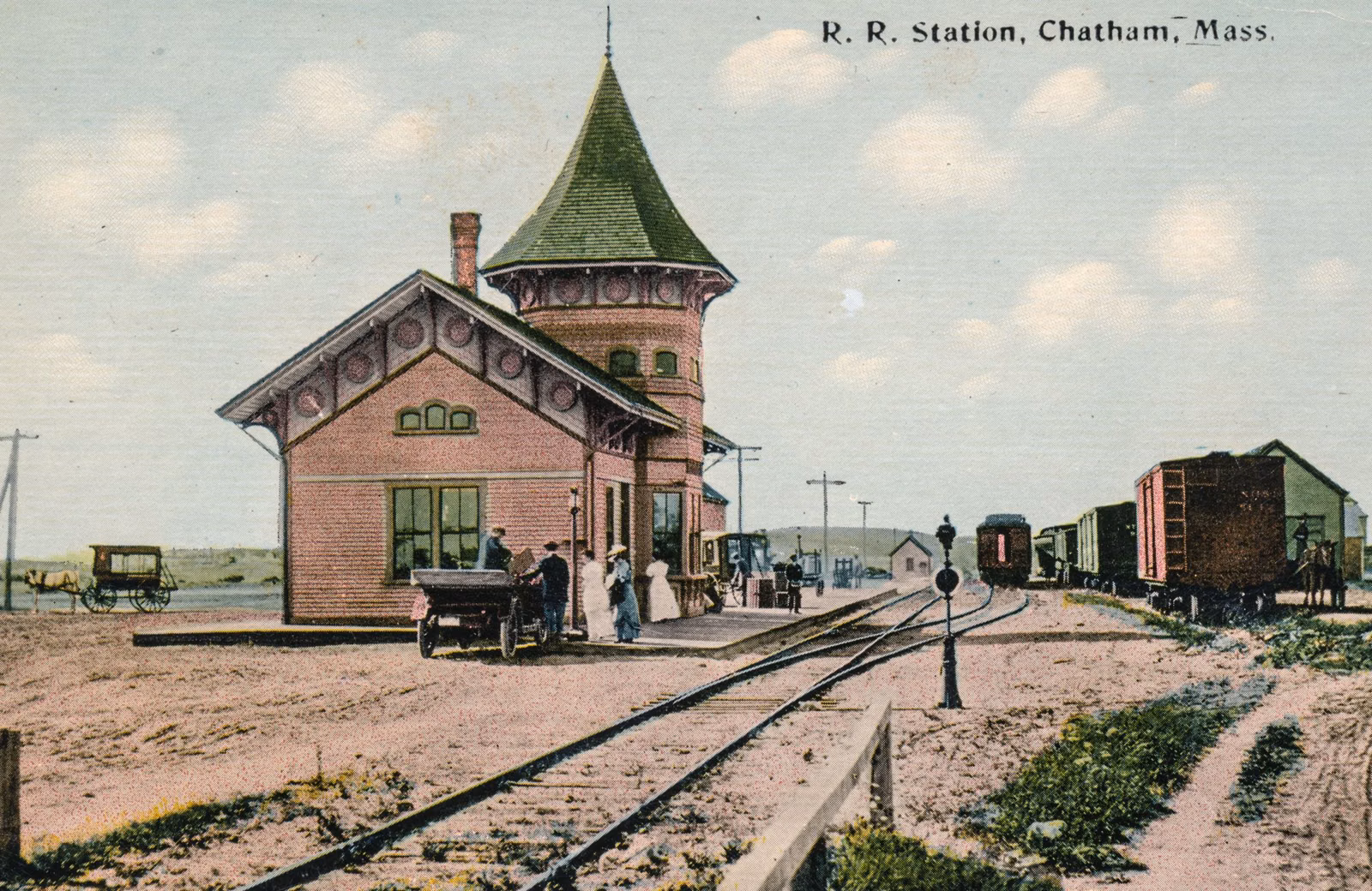 The Chatham railroad station around 1910, at the end of the line the Old Colony Rail Trail recalls